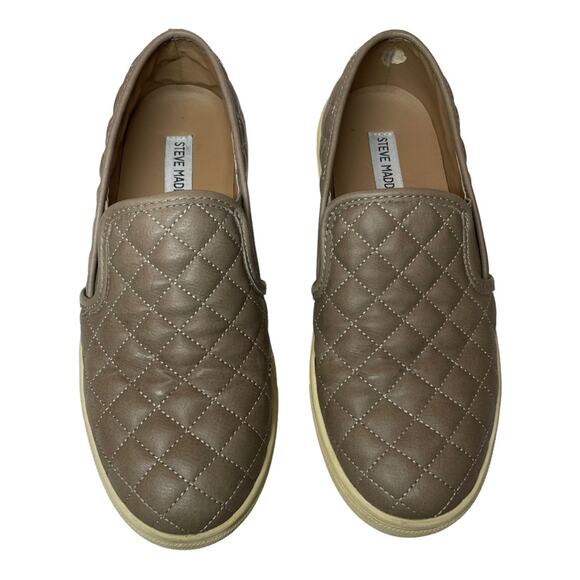 Steve Madden Ecentrcq Womens Tan Quilted Slip On Round Toe Sneaker Flats 9 - Picture 2 of 9